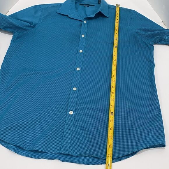 Perry Ellis Men's Slim Fit Short Sleeve Button Down Collared Shirt In Blue Large - Picture 6 of 11